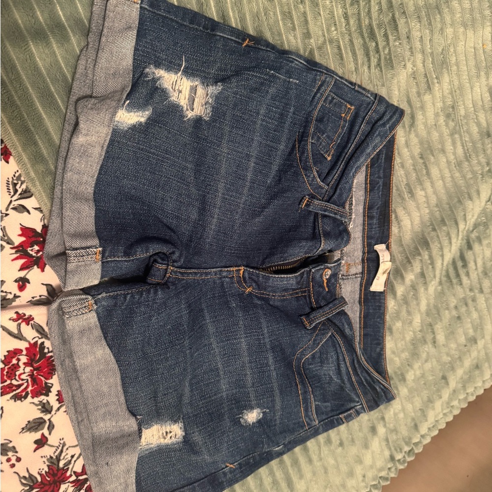 21 DENIM - Blue Distressed Jean Shorts